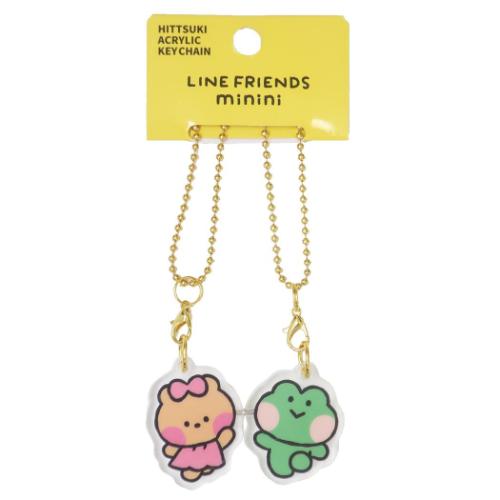 LINE FRIENDS minini キーチェーン ひっつきアクリルキーホルダー チョニニ&レニニ キャラクター グッズ メール便可