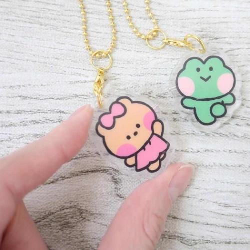 LINE FRIENDS minini キーチェーン ひっつきアクリルキーホルダー チョニニ&レニニ キャラクター グッズ メール便可
