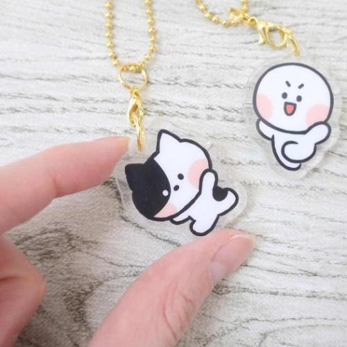 LINE FRIENDS minini キーチェーン ひっつきアクリルキーホルダー ジェニニ&ムーニニ キャラクター グッズ メール便可