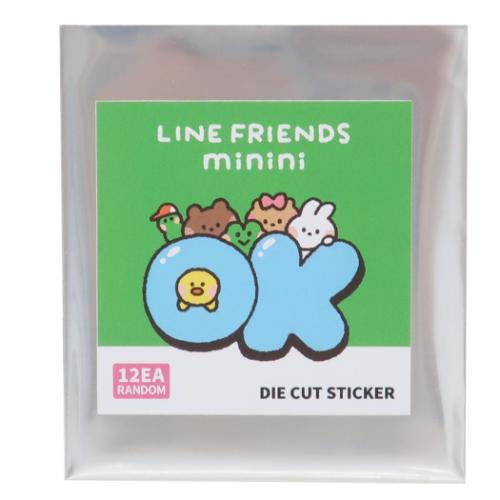 LINE FRIENDS minini ダイカットシール ダイカットステッカー 全12種 キャラクター グッズ メール便可
