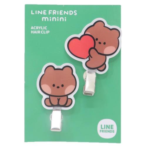LINE FRIENDS minini ヘアアクセ 前髪クリップ 2個セット ブニニ キャラクター グッズ メール便可