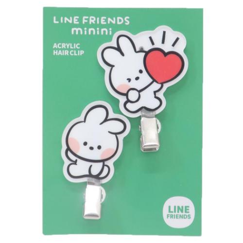 LINE FRIENDS minini ヘアアクセ 前髪クリップ 2個セット コニニ キャラクター グッズ メール便可