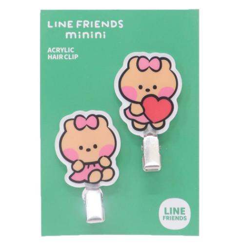 LINE FRIENDS minini ヘアアクセ 前髪クリップ 2個セット チョニニ キャラクター グッズ メール便可