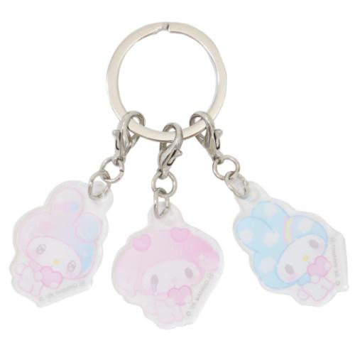 マイメロディ キーリング 3連アクリルキーホルダー ガーリーポップハート C サンリオ キャラクター グッズ メール便可