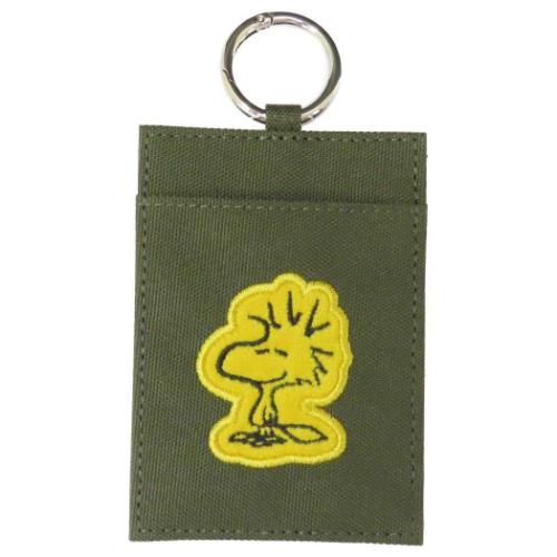 スヌーピー 定期入れ シングルパスケース アップリケ ウッドストック ピーナッツ キャラクター グッズ メール便可