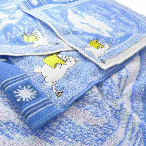 ムーミン フェイスタオル パイルジャガードロングタオル オーガニックコットン 本とムーミン 北欧 キャラクター グッズ メール便可