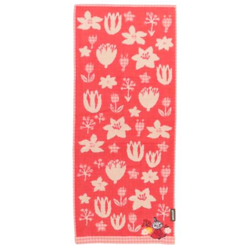 ムーミン フェイスタオル 無撚糸スチームシャーリングロングタオル オーガニックコットン リトルミイと草花 北欧 メール便可