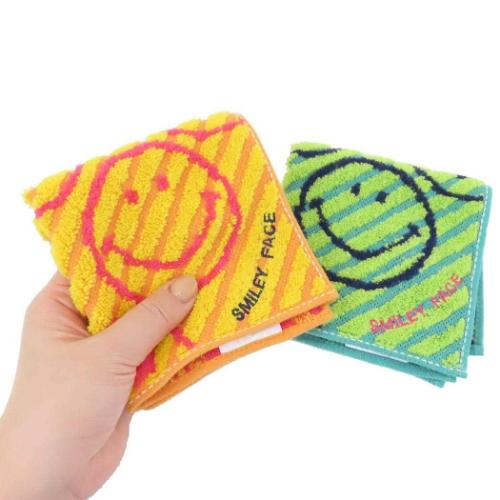 スマイリーフェイス ミニタオル タオルチーフ ニコストライプ Smiley Face キャラクター グッズ メール便可