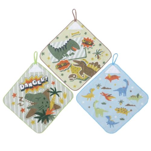 ループタオル ループ付きタオル 3枚組 コミックディノ 恐竜 かわいい グッズ メール便可