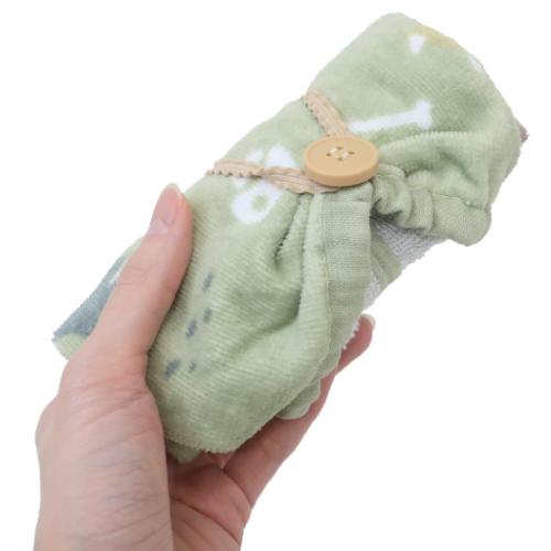 ゴム&ボタン付きキッズおてふきタオル おりこうタオル ディノライフ 恐竜 かわいい グッズ メール便可