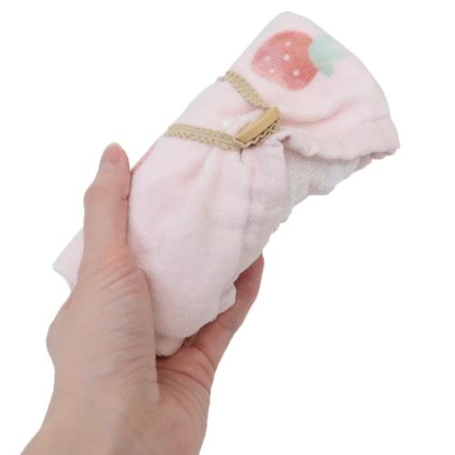 ゴム&ボタン付きキッズおてふきタオル おりこうタオル シュガーストロベリー かわいい グッズ メール便可