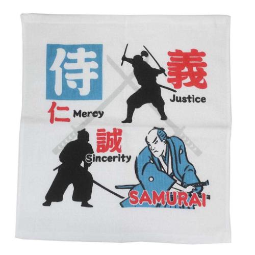 ハンドタオル ふわさらタオルハンカチ 侍 和風 グッズ メール便可