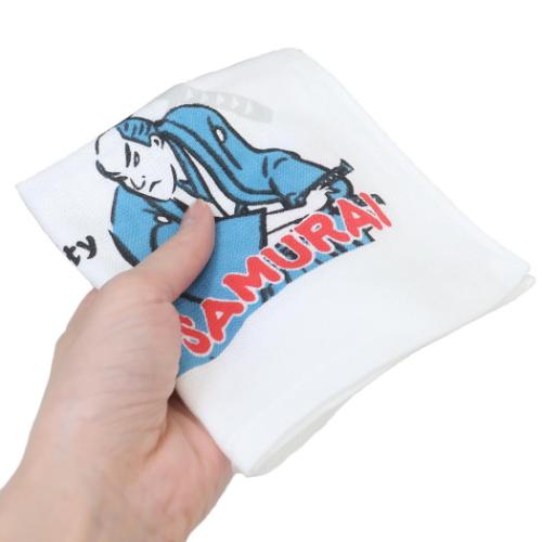 ハンドタオル ふわさらタオルハンカチ 侍 和風 グッズ メール便可
