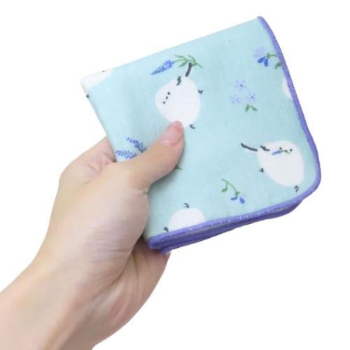 ミニタオル ガーゼタオル ラベンダーシマエナガ かわいい グッズ メール便可