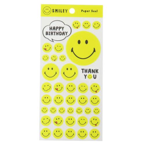 スマイリーフェイス シールシート ペーパーシール イエロー SP-171 Smiley Face キャラクター グッズ メール便可