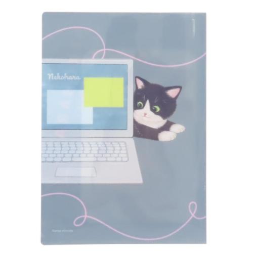 ねこハラ ポケットファイル A4ポケットファイル グレー 新入学 ねこ グッズ かわいい グッズ メール便可