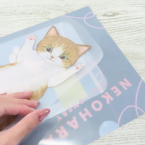 ねこハラ ポケットファイル A4ポケットファイル グレー 新入学 ねこ グッズ かわいい グッズ メール便可