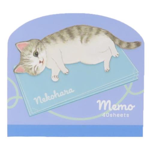 ねこハラ メモ帳 ダイカットメモ ブルー 新入学 ねこ グッズ かわいい グッズ メール便可