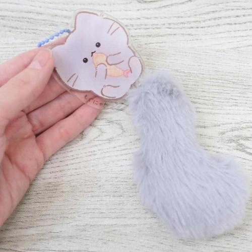 もぐにゃん キーチェーン しっぽ付きアクリルキーホルダー くろごま かわいい グッズ メール便可
