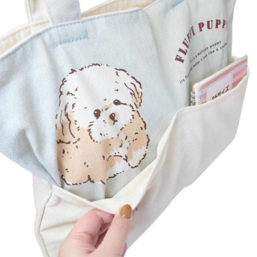 トートバッグ ファスナー付きポケット横型トートバッグ モコ いぬ グッズ かわいい グッズ メール便可