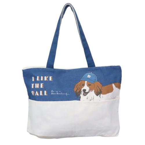 トートバッグ ファスナー付きポケット横型トートバッグ ロビン いぬ グッズ かわいい グッズ メール便可