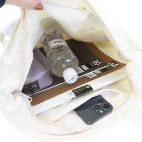 トートバッグ ファスナー付きポケット横型トートバッグ ゆるっとルーク いぬ グッズ かわいい グッズ メール便可