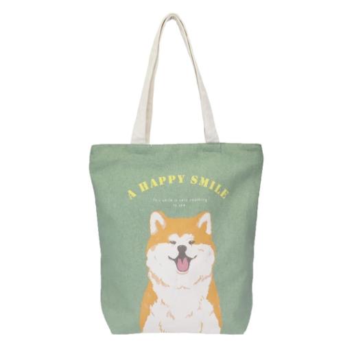 トートバッグ ファスナー付きキャンバストート きなこ いぬ グッズ かわいい グッズ メール便可