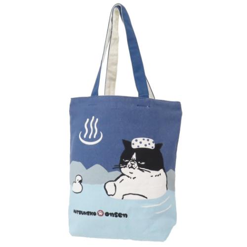 トートバッグ ファスナー付きキャンバストート マツネコ温泉 ねこ グッズ かわいい グッズ メール便可