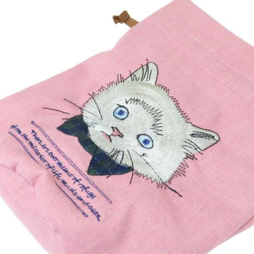 巾着袋 キャットキンチャクポーチ PK NORWEGIAN ねこグッズ かわいい グッズ メール便可