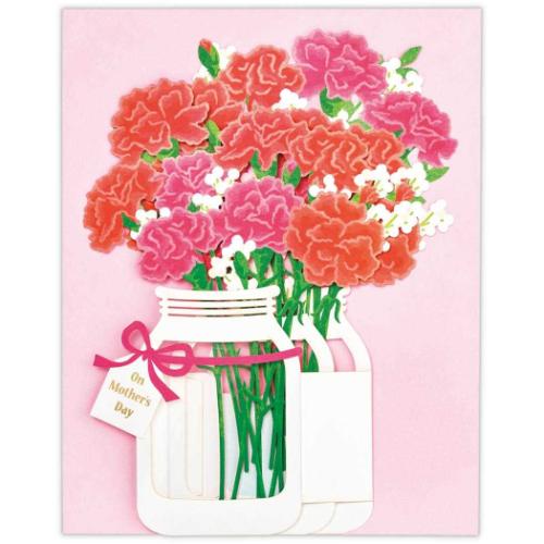 グリーティングカード 母の日カード 立体カード ジャーベースカーネーション かわいい グッズ メール便可