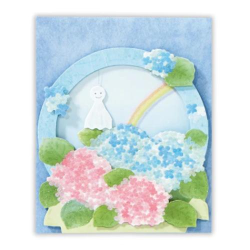 グリーティングカード 初夏カード 立体カード あじさいとてるてる坊主4 かわいい グッズ メール便可