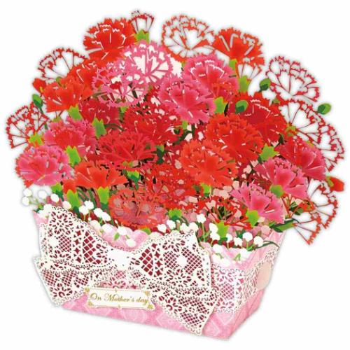 グリーティングカード 母の日カード 立体カード LGボックスリボンカーネーション3 かわいい グッズ メール便可