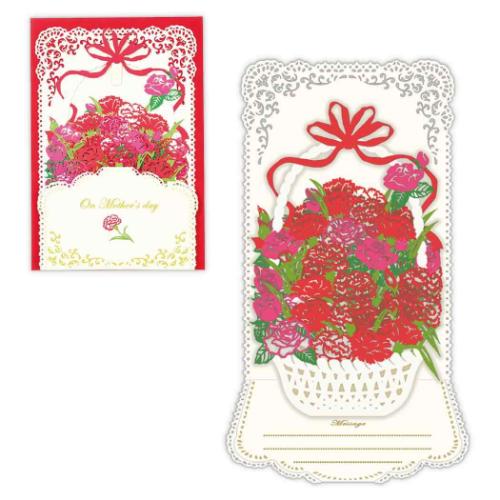 グリーティングカード 母の日カード 立体カード LGカーネーション3 かわいい グッズ メール便可