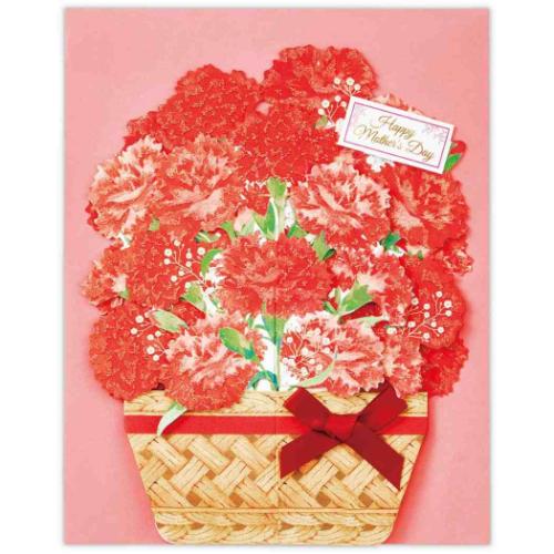 グリーティングカード 母の日カード 立体カード カゴラメカーネーション かわいい グッズ メール便可