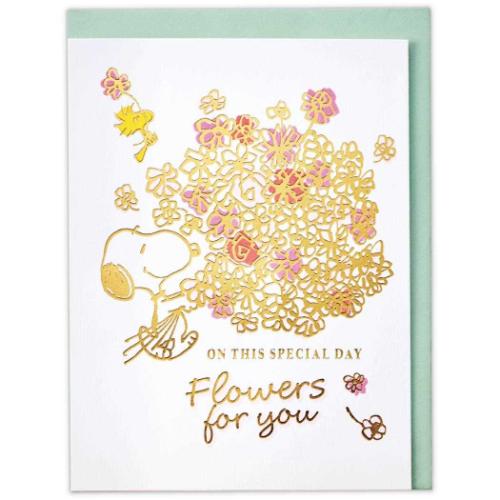 スヌーピー グリーティングカード 誕生お祝い 立体カード SNバースデー箔フラワー ピーナッツ キャラクター グッズ メール便可