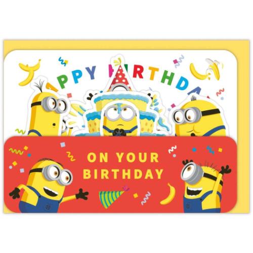 ミニオンズ グリーティングカード 誕生お祝い 立体カード MNミニオン バースデーケーキ ユニバーサル映画 メール便可