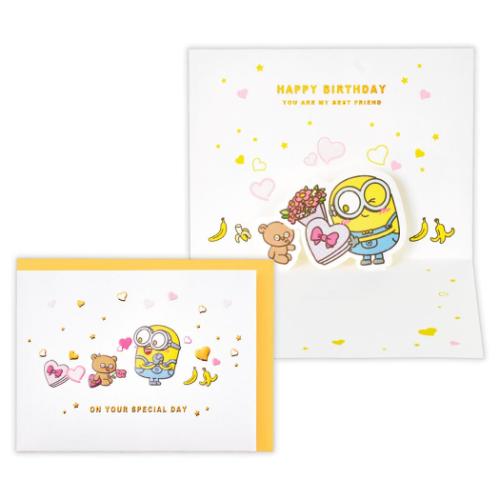 ミニオンズ グリーティングカード 誕生お祝い 立体カード MNボブ＆ティム ユニバーサル映画 キャラクター グッズ メール便可