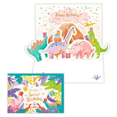 グリーティングカード 誕生お祝い 立体カード 恐竜バースデー メッセージカード グッズ メール便可