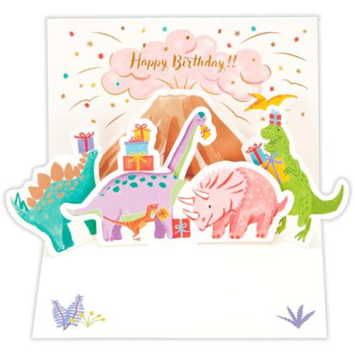 グリーティングカード 誕生お祝い 立体カード 恐竜バースデー メッセージカード グッズ メール便可