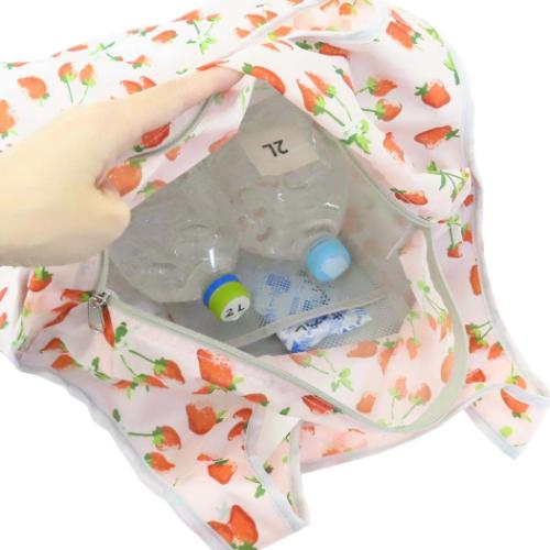 ショッピングバッグ かるい保冷エコバッグ いちごPK コンパクト 保温 グッズ メール便可