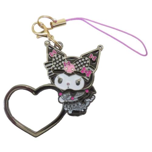 クロミ スマホアクセ リングチャーム ピンクブラックパーティ サンリオ キャラクター グッズ メール便可