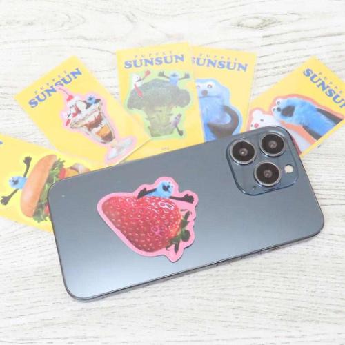 パペットスンスン ビニールシール ダイカットミニステッカー イチゴとスンスン PUPPET SUNSUN キャラクター グッズ メール便可