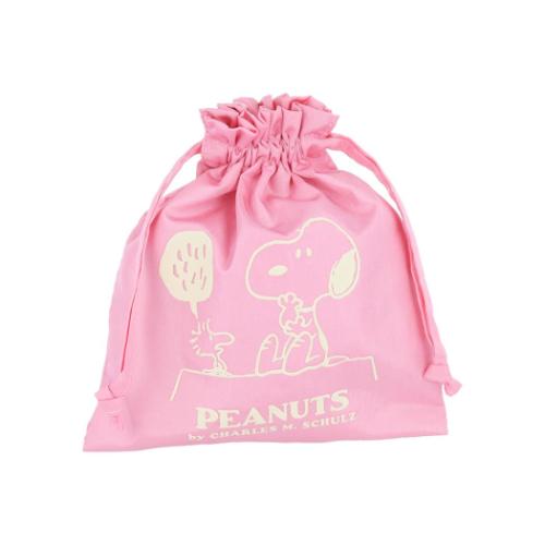 スヌーピー 巾着袋 パフプリント巾着 きんちゃくポーチ PNAT11 ピンク ピーナッツ キャラクター グッズ メール便可