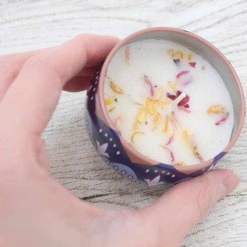 キャンドル フレグランスキャンドル 缶入り バニラ キャンドルホルダー グッズ