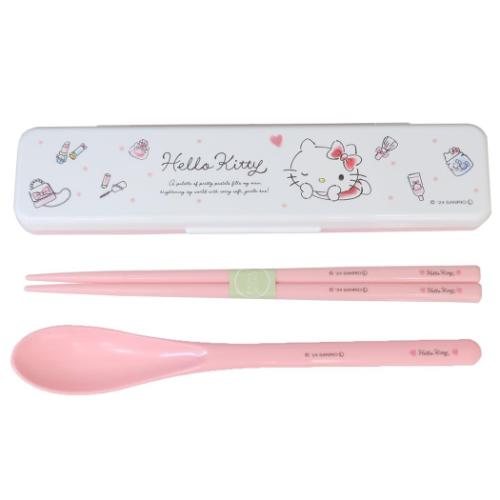 ハローキティ お箸＆スプーンセット 抗菌音の鳴らないコンビセット 箸 スプーン 水彩コスメ サンリオ キャラクター グッズ メール便可