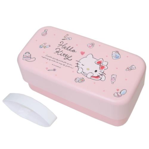 ハローキティ スプーン＆フォーク付きお弁当箱 カトラリー付ランチボックス2段 1000ml 水彩コスメ サンリオ キャラクター グッズ