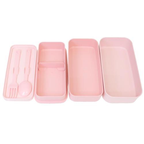 ハローキティ スプーン＆フォーク付きお弁当箱 カトラリー付ランチボックス2段 1000ml 水彩コスメ サンリオ キャラクター グッズ