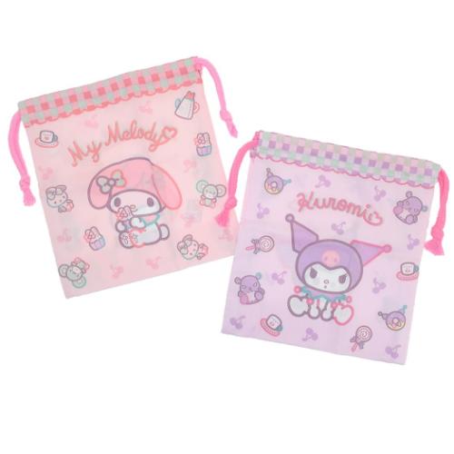 マイメロディ＆クロミ 巾着袋 マチ付き巾着 2枚組 ぬいぐるみ サンリオ キャラクター グッズ メール便可