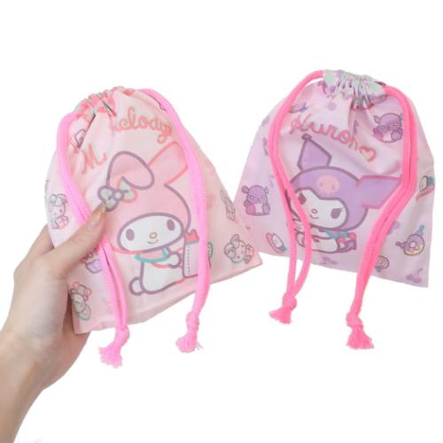 マイメロディ＆クロミ 巾着袋 マチ付き巾着 2枚組 ぬいぐるみ サンリオ キャラクター グッズ メール便可