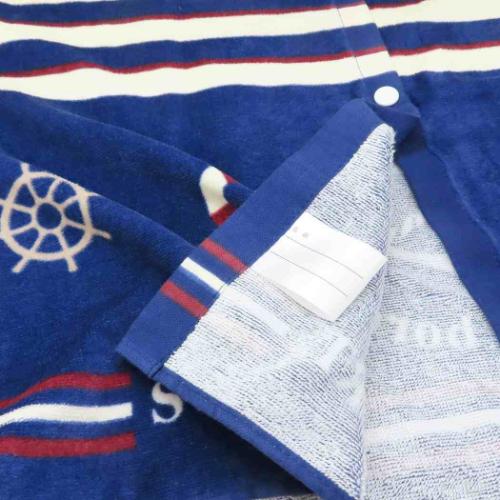 サンハート ラップタオル 80丈マキタオル 80cm丈巻き巻きタオル ネイビーマリンボーダー 海プール着替えタオル グッズ